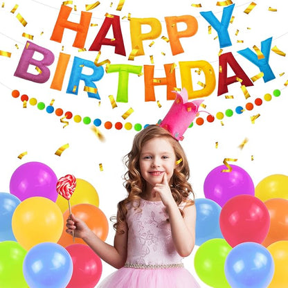 Pre-Strung 3D Felt Happy Birthday Banner, Retro Color Birthday Decorations | - Image 6