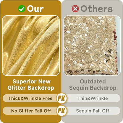 50x10ft Shimmer Gold Sequin Backdrop Curtain - Image 3