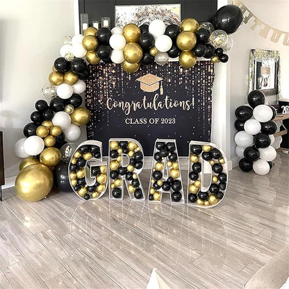 Isndare Black and Gold Confetti Balloons, 12 Inch Black Metallic Gold Latex - Image 5