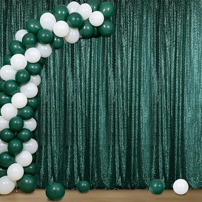 Sugargirl Dark Green Sequin Backdrop Curtain 4FTx8FT Glitter Dark Green by Sugargirl