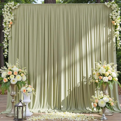 10ft x 10ft Wrinkle Free Sage Green Backdrop Curtains by ENJOYYOURPARTY