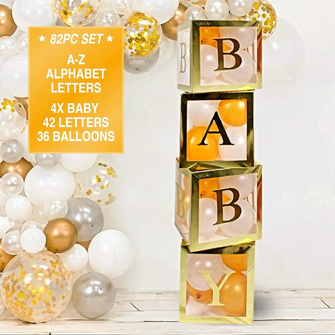 82 PCS Gold Neutral Baby Shower Decorations by RegalDecorations