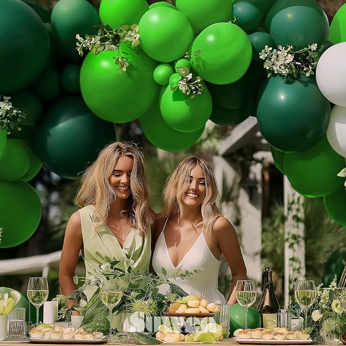 SUWEN 153Pcs Green Balloon Arch Kit Garland 18 10 5 Inch Emerald Dark White | - Image 5