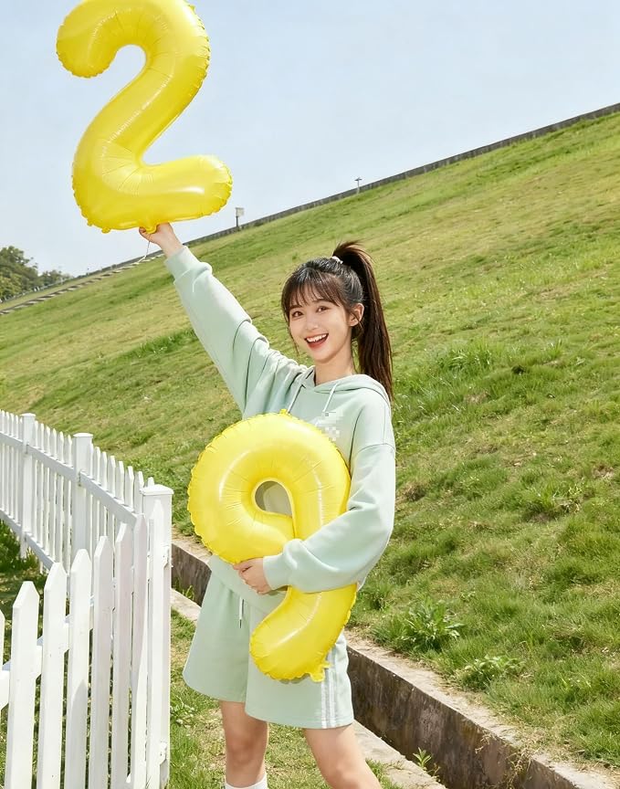 Yellow Number 6 Balloon 40 inch, Balloon numbers party supplies, deco photo - Image 4