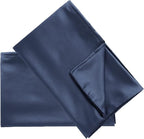 uxcell 2 Pack Silk Satin Pillowcase for Hair and Skin, Cool, Silky, Soft Breathable Pillow Cases King Size 20x36 Inch Sateen Pillowcase Navy with Envelope Closure