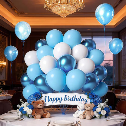 100 Pack 12 Inch Extra Thick Latex Party Balloons Metallic Blue - Image 6