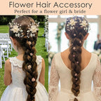 14 Pcs Flower Girl Hair Accessory Bridal Hair Clips Handmade Silver Leaf Floral Pearls Crystal Design with Mini Flower Hair Accessories for Girls & Women (white)