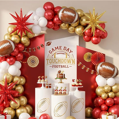 Red and Gold Football Balloon Arch Garland Kit, American Rugby Decor by Aposwow