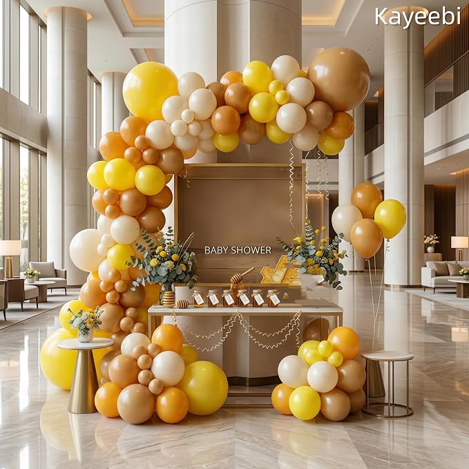 Yellow Beige White Balloons Retro Lemon Yellow Latex Balloons 12inch Helium - Image 2