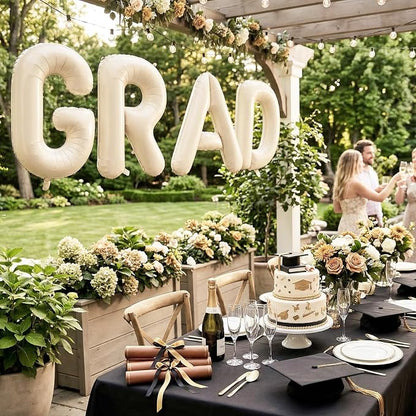 Biapian 40 Inch GRAD Balloons, Cream Letter Balloon, Large Banner - Image 4