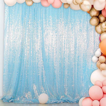 ShinyBeauty 7x7FT Iridescent Aqua Sequin Backdrop - Image 5