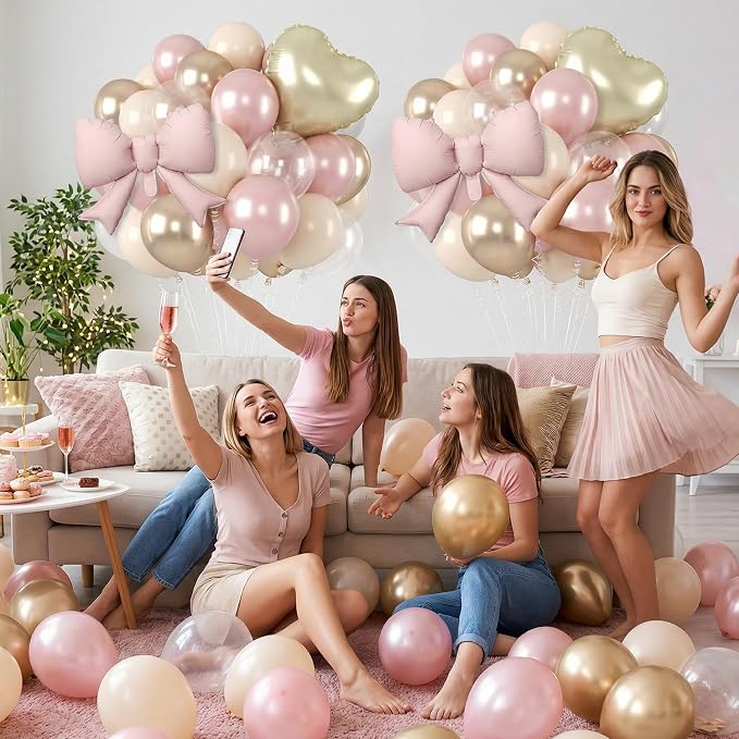 Pearl Pink and Gold Balloons - Image 5