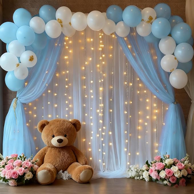 10x10ft Baby Blue Tulle Backdrop Curtain - Image 3