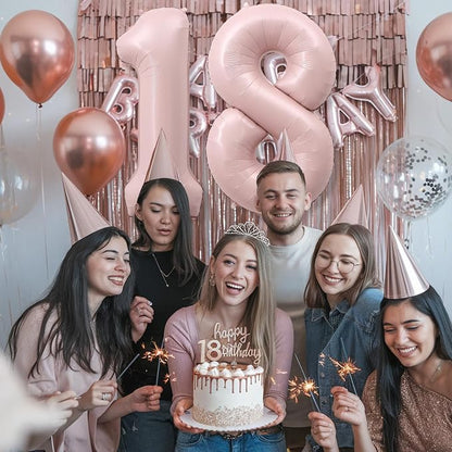 40'' 18 Balloon Number, Large Dusty Baby Light Pink Foil Number 18 Balloons - Image 3