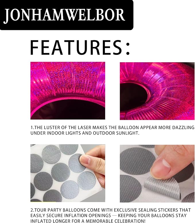 Jonhamwelbor 40 Inch Hot Pink Number 8 Foil Mylar Balloon | Laser, Giant Balloon - Image 4