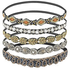AMCAMI 5-Piece Rhinestone Beaded Hairband Set for Women - Fancy Elastic Headbands with Jeweled Crystal Beads - Handmade Hair Accessories for Women, Girls, and Ladies