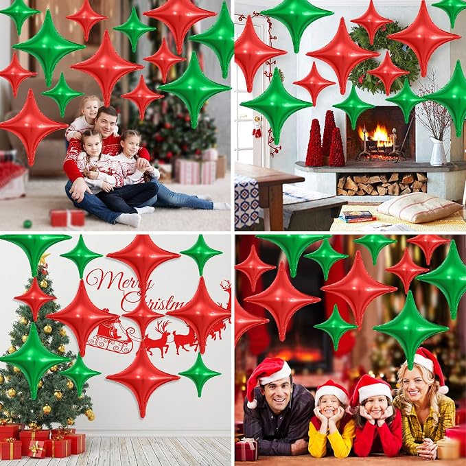 Red Green Christmas Balloons, 26Inch and 10Inch Red Green Quadrangle Helium - Image 3