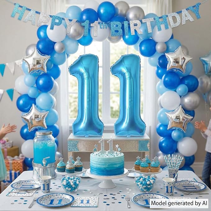 Light Blue Number 11 Balloon 40 Inch, Foil Numeral - Image 3