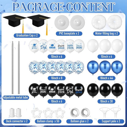 Thenshop 2 Sets Graduation Balloon Column Stand Kit 2026- Black Blue Balloon - Image 4