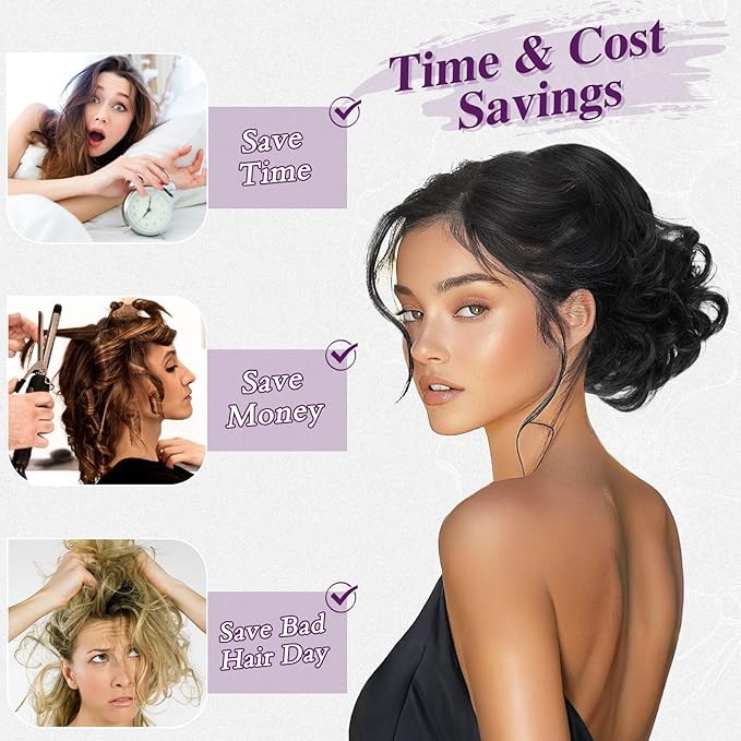 BARSDAR Dark Brown Ponytail Extension - 10 Inch Short Wavy Drawstring Ponytail Hair Extensions for Women - Synthetic Comb Clip in Ponytail Hairpieces Fake Pony Tails - Dark Brown
