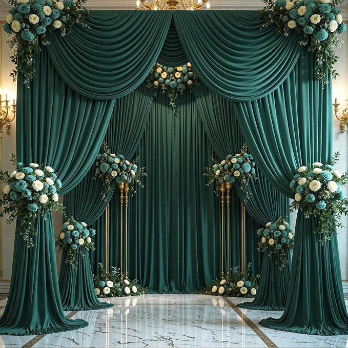 8 Panels Hunter Green Backdrop Curtains - Image 2