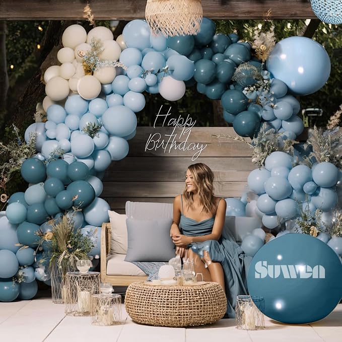 SUWEN Dusty Blue Balloons Arch Kit Garland 153Pcs 18 10 5 Inch Light Blue | - Image 4