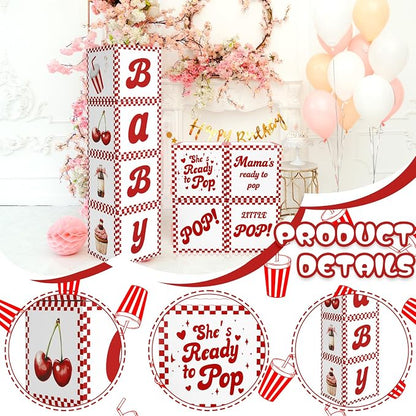 4 Pcs She's Ready to Pop Baby Shower Decorations Balloon Box BABY Pink Balloon - Image 3