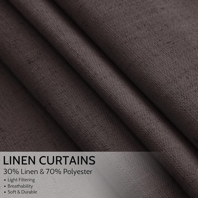 Cocoa Coffee Curtains 63 Inches Long 2 Panel Sets - Image 2