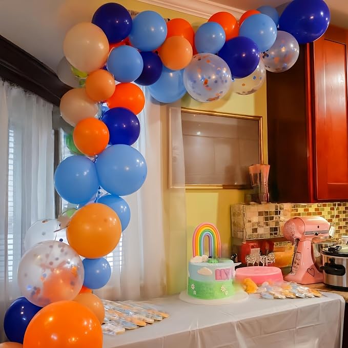 Blue and Orange Balloon Garland Arch Kit, Klein Navy Light Blue Teal Orange - Image 6