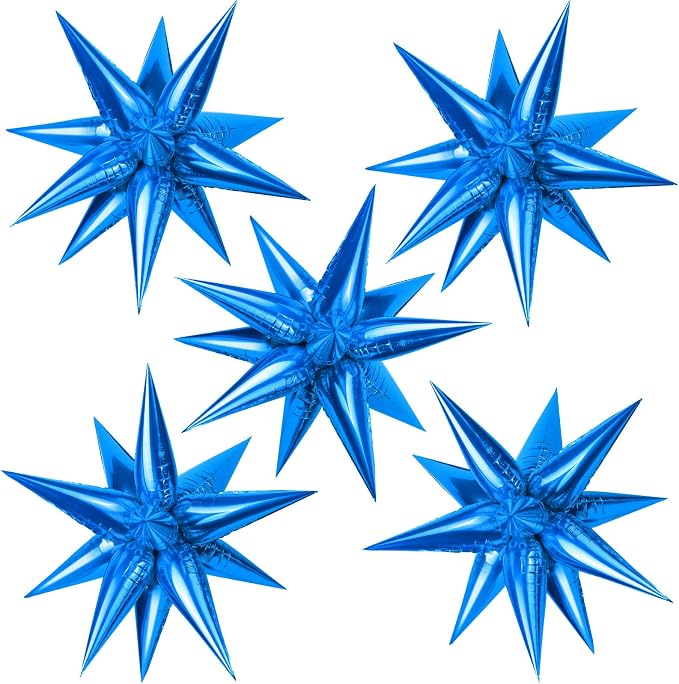 60 Pcs Star Balloons Explosion 12 Point Foil Cone Balloons Magic Balloon Large by TOTAFAM