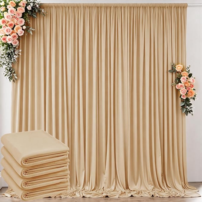 20 ft x 8 ft Thick Champagne Backdrop Curtain by Outpain