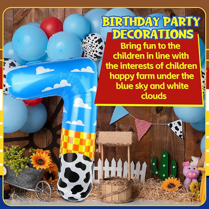 40 Inch Number 7 Balloon Blue Clouds Cartoon Story Balloons Toy Inspired Story - Image 5