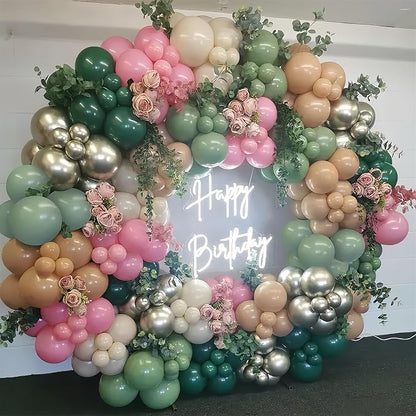 128Pcs Sage Green and Pink Balloon Arch Kit - Image 5