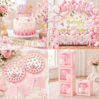 Pink Butterfly Baby Shower Decorations - Image 5