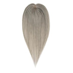 Hairro Human Hair Toppers Free Parted, 3.5x4.7" Base Hand-wovened 100% Real Hairpieces, with Invisible Clips-in for Women, for High Hairline/Adding Volume on Top, 10 Inch Blondish Grey Mix Silver