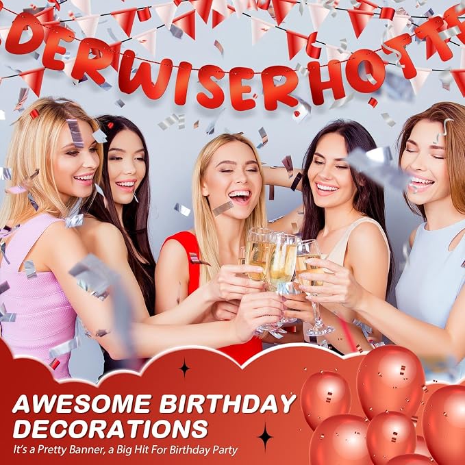 Fulmoon Set of 3 Pre Strung Older Wiser Hotter Glitter Banner Funny Birthday - Image 5