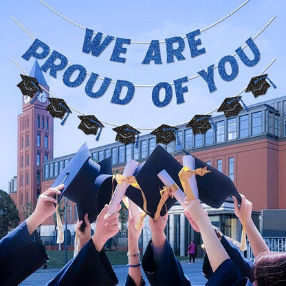 We Are So Proud of You Banner Pre-strung Blue Graduation Decorations Class of - Image 5