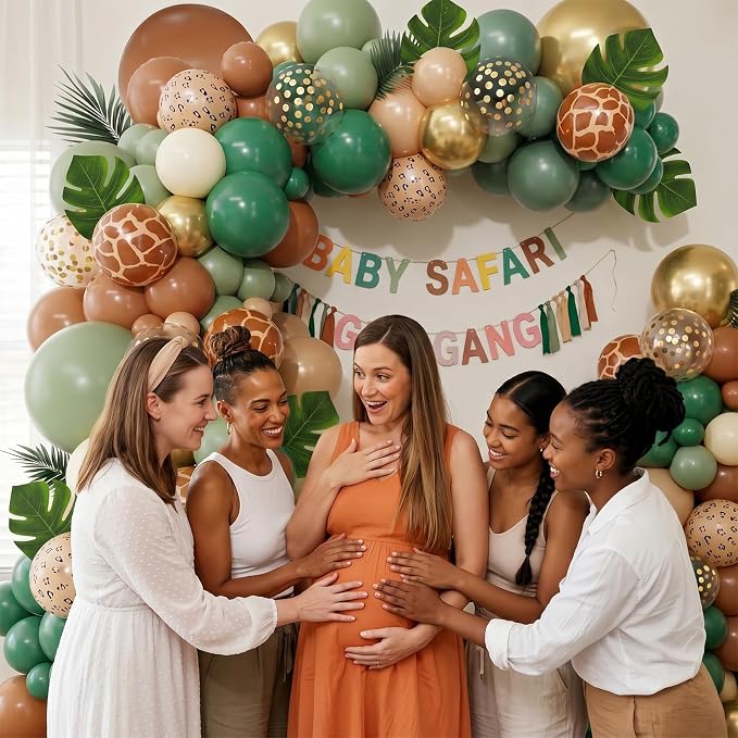 Sage Green Brown Balloons, 60 Packs 12 inch Olive Green Gold Safari Balloons - Image 3