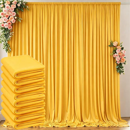 40 ft x 10 ft Wrinkle Free Yellow Backdrop Curtain by Outpain