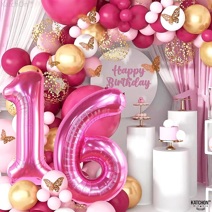 KatchOn Giant Pink 16 Balloon Numbers Foil 40 Inch 16 Birthday Decorations | - Image 6