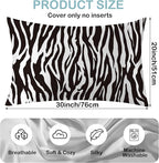Zebra Black and White Satin Pillow Case Queen Size,Soft Pillowcases for Hair and Skin Similar to Silk,Pillowcases with Hidden Zipper Bedding Accessories,20X30 Inches,1 Pack