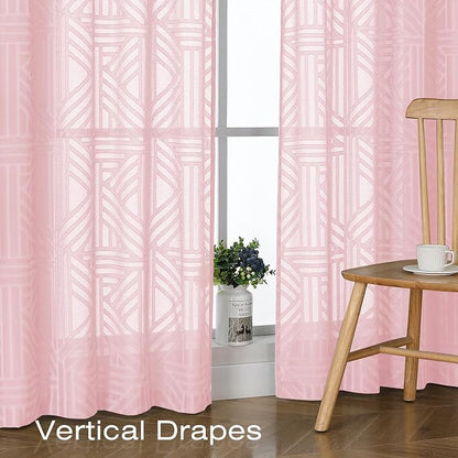 Simplebrand Blush Sheer Curtains 72 Inch Length 2 Panels - Image 5