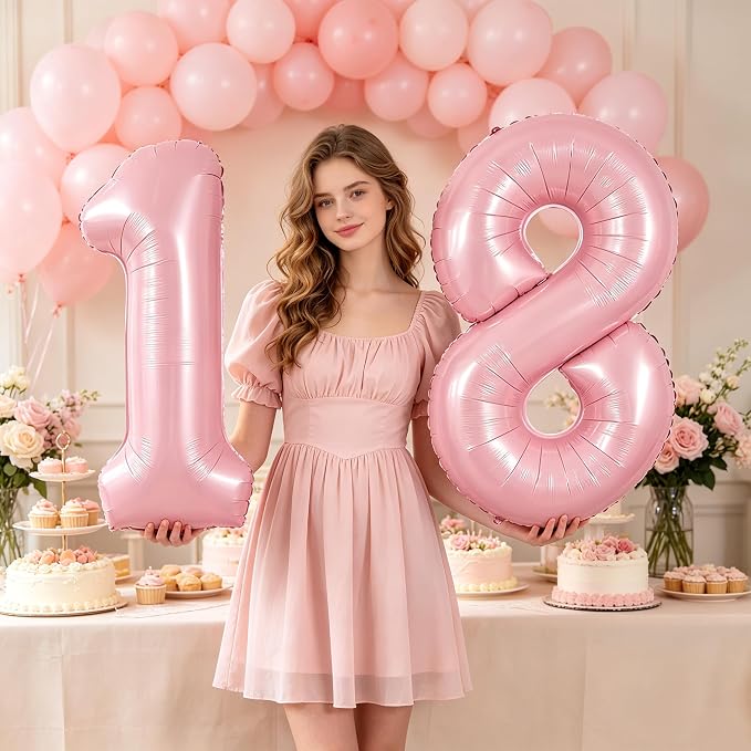 TONIFUL 40 Inch Pastel Pink Number 1 Balloons Large Foil 1st Birthday Decor | - Image 6