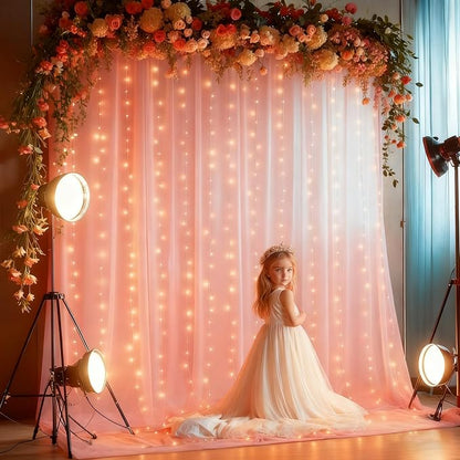 30x8ft Peach Tulle Backdrop Curtain - Image 4