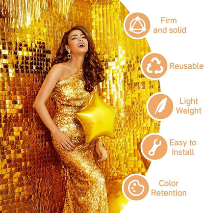 4x6 FT Gold Shimmer Wall Backdrop, Glitter Bling Photo Backdrop - Image 3