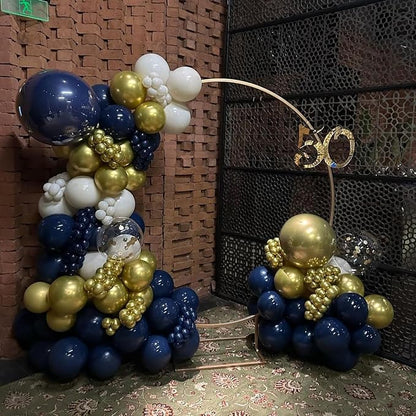 Blue and Gold Balloons Arch Garland Kit, Anniversary Party Decorations | 134pcs - Image 6