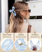 Mesovor Teen Girl Gifts Trendy Stuff - 4 Pack Elegant Bow Hair Claw Clips, Nonslip 4.3" Large Hair Grip Hairclips for Thick | Birthday Gifts for Teens Daughter Sister Christmas Gifts