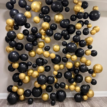 120 Pcs Graduation DIY Floating Black Gold Balloon Wall Kit 5 Inch Balloons - Image 9