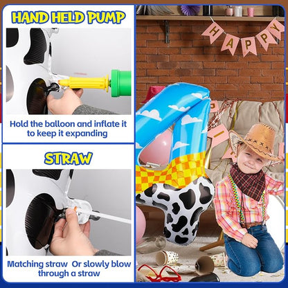 40 Inch Number 4 Balloon Blue Clouds Cartoon Story Balloons Toy Inspired Party - Image 4