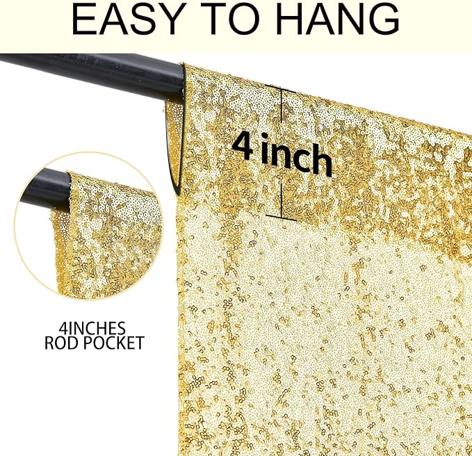 10×10FT Gold Sequin Backdrop Curtain, Photography Backdrop Glitter Curtains - Image 5